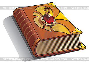 Ancient book with gem on cover - vector image