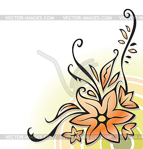 Ornamental corner with flowers - vector clipart