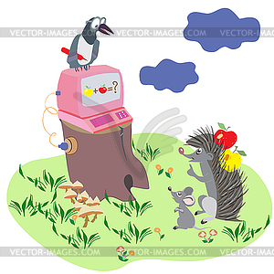 Cartoon illustration with animals - vector image