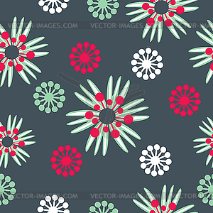 Leaves and flowers - seamless pattern - vector clipart