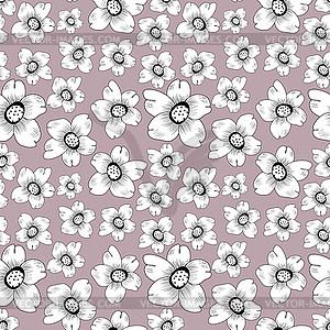 Colorful flowers - seamless pattern - color vector clipart