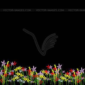 Flowers on black background - color vector clipart