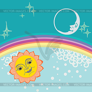 Sun and moon  - vector clipart