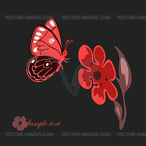 Flower and butterfly - vector clip art