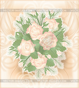 Wedding card with roses   - vector clipart