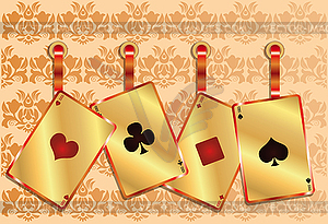 Gambling poker background with golden seamless pattern, - vector clipart