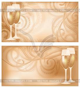 Набор два знамени свадьбу с шампанским, вектор - изображение в векторе / векторный клипарт