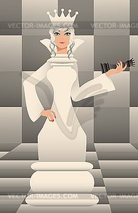 Шахматная королева белый, фон - векторное изображение EPS
