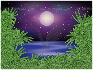 Tropical summer night card - vector image