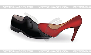 Female and man's shoes - vector image