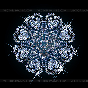 Diamond flower with hearts, - vector clipart