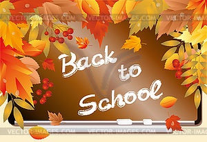 Back to school. Beautiful card with maple leaves - vector clipart