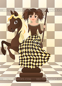 Маленькая черная лошадь шахматы, векторная иллюстрация - иллюстрация в векторном формате