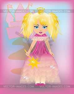 Little princess in a pink dress  - vector image
