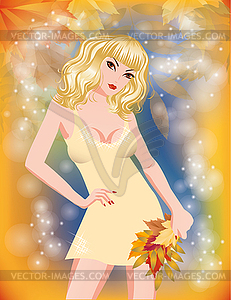 Autumn blonde girl. illustration  - vector clipart