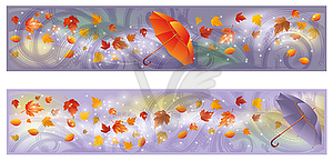 Two autumn banners with umbrella - vector clip art