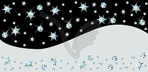 Christmas banner with diamond snow, illustration - vector image