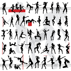 50 Sexy girls silhouettes - vector clipart