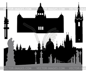 Prague silhouette - vector clip art