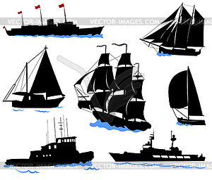 Силуэты морских судов - графика в векторном формате