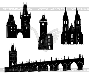 Silhouette of Prague - vector image