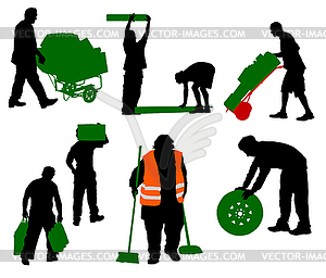 Silhouettes of people of different trades - vector clipart / vector image