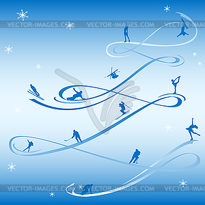 Спортивная синяя новогодняя открытка - изображение в векторном формате
