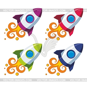 Set of colourful rockets - vector clip art