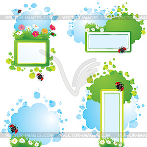 Set of summer backgrounds and frames - color vector clipart