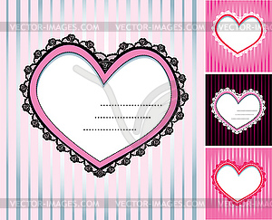 Комплект из 4 сердец в виде кружевных салфеток - векторная графика