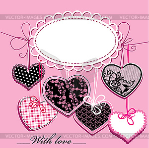 Holiday background with black and pink ornamental heart - vector EPS clipart