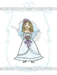 Свадебная фотография невесты, детской рисованной картине - клипарт в векторном формате