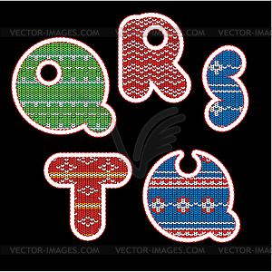 Knitted alphabet - QRSTU - vector image