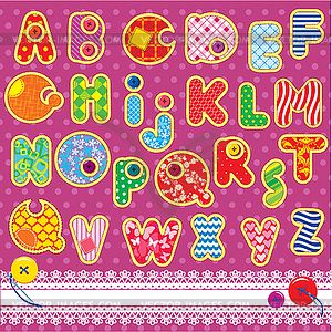Patchwork ABC alphabet - letters are made of - vector image