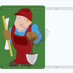 Contractor in hard hat - vector clipart