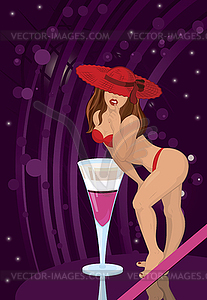 Sexy girl and cocktail - vector image