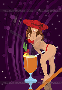 Sexy girl and cocktail - vector image