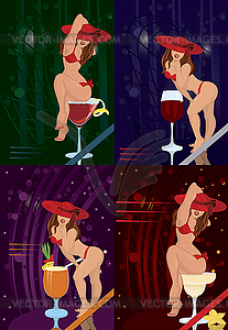 Sexy girl and cocktail - vector clip art