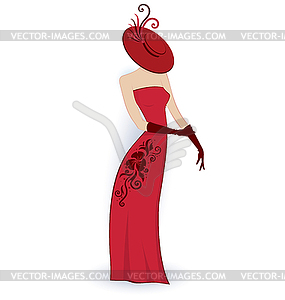 Classy lady in gloves and hat - vector clipart