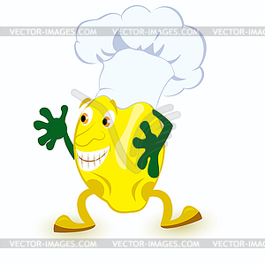 Lemon cartoon character in chef hat - vector EPS clipart