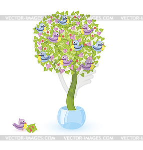Tree with birds - vector image