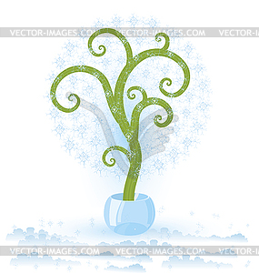 Tree with snowflakes - vector clip art