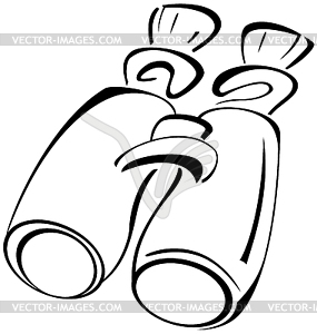 Black and white contour binoculars - vector clip art