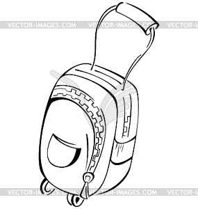 Black and white contour luggage bag - vector clip art