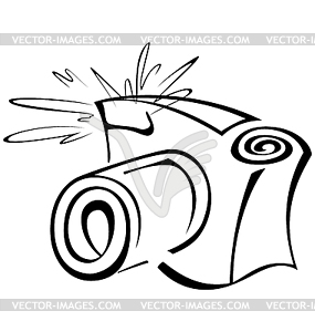 Black and white contour photo camera - vector clip art