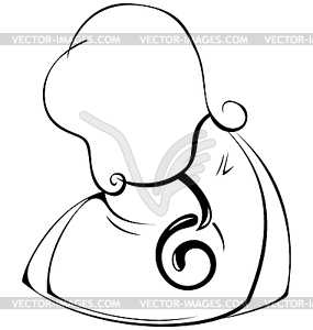 Black and white contour woman hand bag - vector clipart