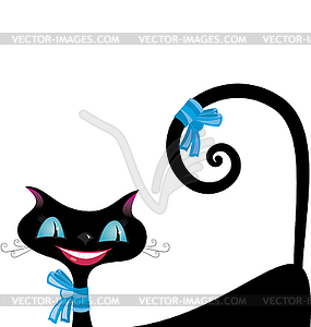 Black cat with blue eyes - vector clipart / vector image