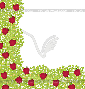 Decorative corner with red apples - vector clipart