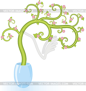 Decorative tree flowers copy space - vector clip art