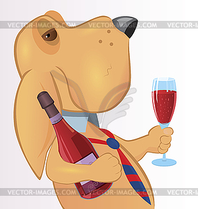 Dog with drink - vector clipart / vector image